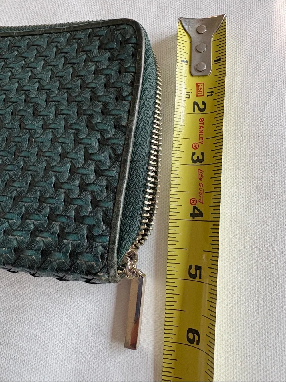Woven Zip Wallet in Dark Green